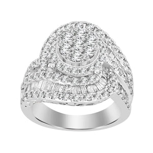 LADIES RING 2 1/6 CT ROUND DIAMOND 10K WHITE GOLD