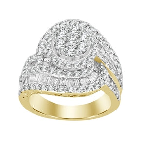 LADIES RING 2 1/6 CT ROUND DIAMOND 10K YELLOW GOLD