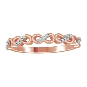 LADIES STACKBLE BAND 1/20 CT ROUND DIAMOND 14K ROSE GOLD