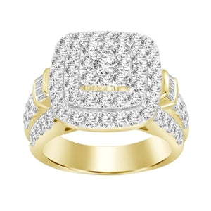 LADIES RING 2 CT ROUND/BAGUETTE DIAMOND 10K YELLOW GOLD