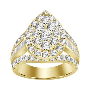 LADIES RING 3 CT ROUND/BAGUETTE DIAMOND 10K YELLOW GOLD