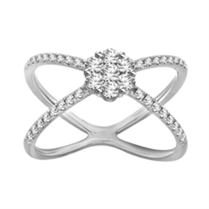 LADIES RING 1/2 CT ROUND DIAMOND 14K WHITE GOLD