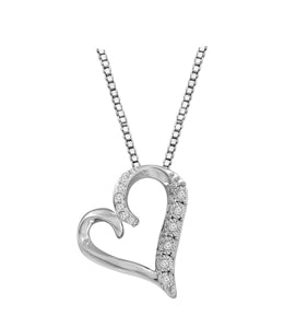 LADIES HEART PENDENT 1/10 CT ROUND DIAMOND 10K WHITE GOLD SLIDE PENDENT( CHAIN NOT INCLUDED)