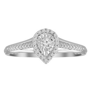 LADIES RING 1/4 CT ROUND DIAMOND 10K WHITE GOLD