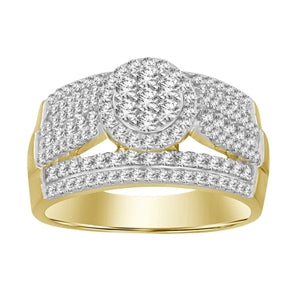 LADIES RING 1 CT ROUND DIAMOND 10K WHITE GOLD