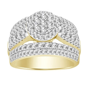 LADIES RING 2 CT ROUND DIAMOND 10K YELLOW GOLD