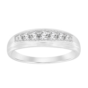 MEN'S BAND 1/4 CT ROUND DIAMOND 10K WHITE  GOLD