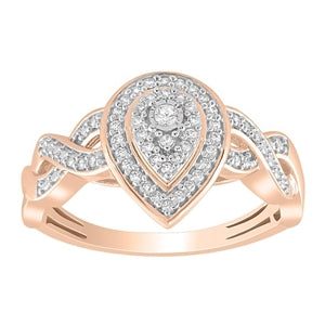 LADIES ENGAGEMENT RING 1/6 CT ROUND DIAMOND 10K ROSE GOLD