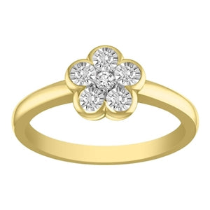 LADIES RING 1/6 CT ROUND DIAMOND 10K YELLOW GOLD