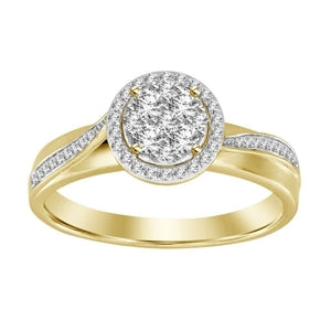 LADIES RING 1/4 CT ROUND DIAMOND 10K YELLOW GOLD