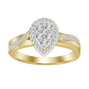 LADIES RING 1/4 CT ROUND DIAMOND 10K YELLOW GOLD