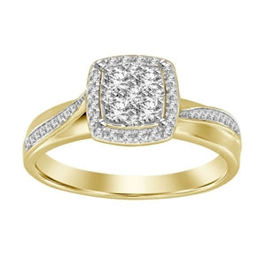 LADIES RING 1/4 CT ROUND DIAMOND 10K YELLOW GOLD