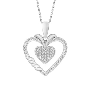 LADIES HEART PENDANT 1/6 CT ROUND DIAMOND 10K WHITE GOLD (CHAIN NOT INCLUDED)