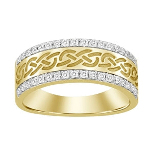 MEN'S BAND 1/2 CT ROUND DIAMOND 14K YELLOW GOLD