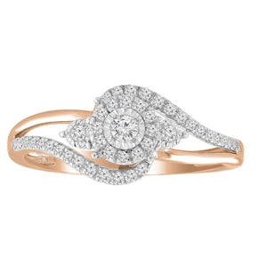 LADIES RING 1/4 CT ROUND DIAMOND 10K ROSE GOLD