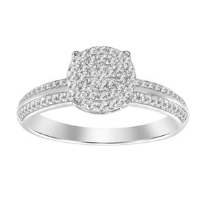 LADIES RING 1/5 CT ROUND DIAMOND 10K WHITE GOLD