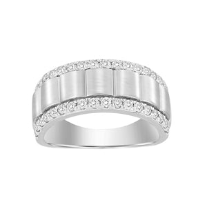 MEN'S BAND 1 CT ROUND DIAMOND 14K WHITE GOLD