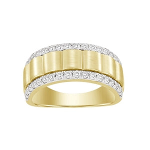 MEN'S BAND 1 CT ROUND DIAMOND 14K YELLOW GOLD