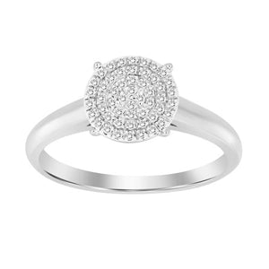 LADIES ENGAGEMENT RING 1/10 CT ROUND DIAMOND 10K WHITE GOLD