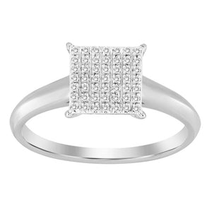 LADIES ENGAGEMENT RING 1/10 CT ROUND DIAMOND 10K WHITE GOLD