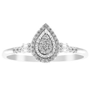 LADIES ENGAGEMENT RING 1/5 CT ROUND DIAMOND 10K WHITE GOLD