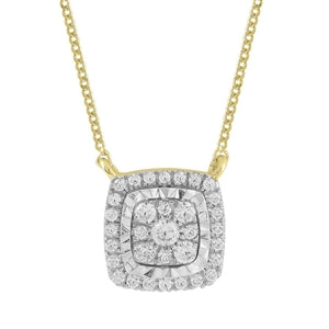 LADIES NECKLACE 1/5 CT ROUND DIAMOND 10K YELLOW GOLD