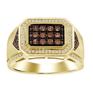 MEN'S RING 1/2 CT ROUND/CHOCOLATE DIAMOND 10K YELLOW GOLD