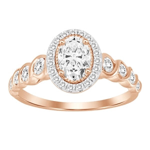 LADIES RING 1 CT ROUND/OVAL DIAMOND 14K ROSE GOLD