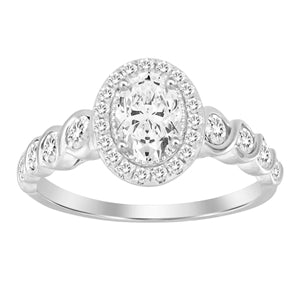 LADIES RING 1 CT ROUND/OVAL DIAMOND 14K WHITE GOLD