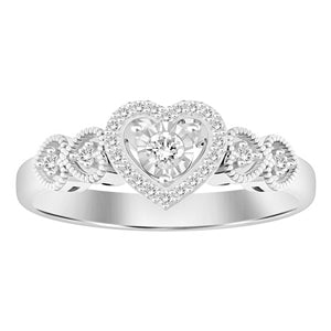 LADIES ENGAGEMENT RING 1/6 CT ROUND DIAMOND 10K WHITE GOLD