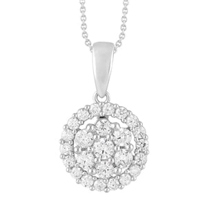 LADIES PENDANT 3/4 ROUND DIAMOND 10K WHITE GOLD