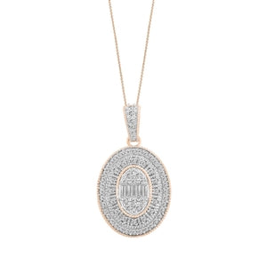 LADIES PENDANT 1/2 CT ROUND/BAGUETTE DIAMOND 10K ROSE GOLD