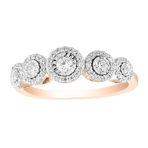 LADIES RING 1/3 CT ROUND DIAMOND 10K ROSE GOLD