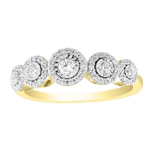 LADIES RING 1/3 CT ROUND DIAMOND 10K YELLOW GOLD