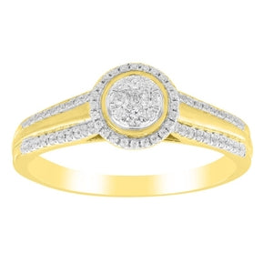 LADIES RING 1/4 CT ROUND DIAMOND 10K YELLOW GOLD