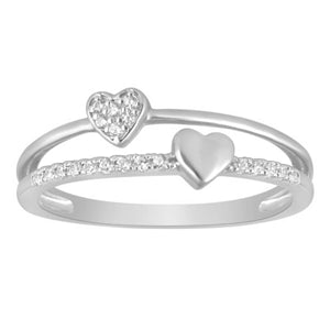 LADIES RING 1/10 CT ROUND DIAMOND 10K WHITE GOLD