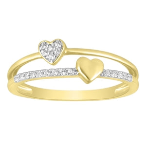 LADIES RING 1/10 CT ROUND DIAMOND 10K YELLOW GOLD