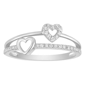 LADIES RING 1/6 CT ROUND DIAMOND 10K WHITE GOLD