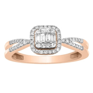 LADIES RING 1/3 CT ROUND DIAMOND 10K ROSE GOLD