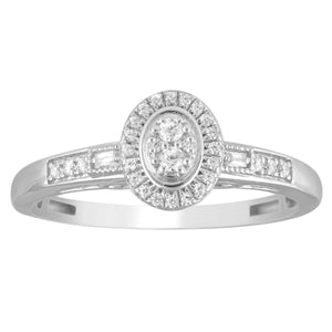 LADIES RING 1/6 CT ROUND DIAMOND 10K WHITE GOLD