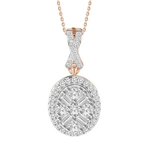 LADIES PENDANT 1/5 CT ROUND/BAGUETTE DIAMOND 10K ROSE GOLD