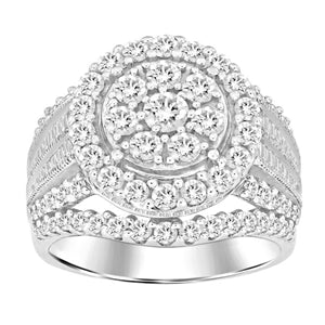 LADIES RING 2 CT ROUND/BAGUETTE DIAMOND 10K YELLOW GOLD