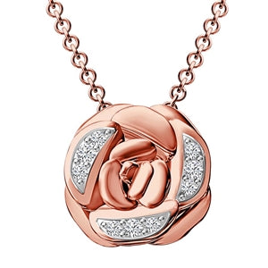 LADIES NECKLACE 1/6 CT ROUND DIAMOND 10K ROSE GOLD