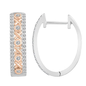 LADIES EARRING 1/2 CT ROUND DIAMOND 10K WHITE/ROSE GOLD