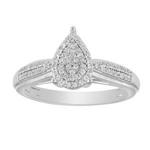 LADIES RING 1/4 CT ROUND DIAMOND 10K WHITE GOLD