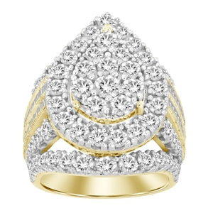 LADIES RING 5 CT ROUND/BAGUETTE DIAMOND 10K YELLOW GOLD