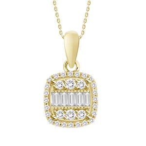 LADIES PENDANT 1/5 CT ROUND/BAGUETTE DIAMOND 10K ROSE GOLD