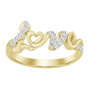 LADIES RING 1/10 CT ROUND DIAMOND 10K YELLOW GOLD