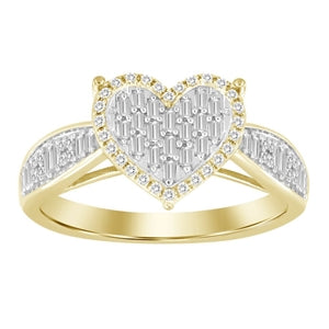 LADIES RING 1/3 CT ROUND/BAGUETTE DIAMOND 10K YELLOW GOLD