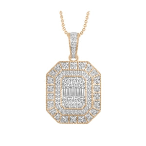 LADIES PENDANT 1/2 CT ROUND/BAGUETTE DIAMOND 10K ROSE GOLD